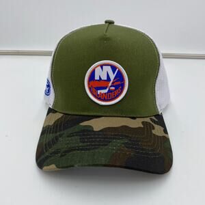 NHL New York Islanders Camo Trucker Hat Military Appreciation 2024 UBS Arena